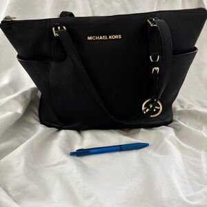 Michael Kors Black Tote with Gold Accents
